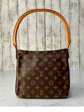 Louis Vuitton Brown Monogram Shoulder Bag with Tan Handle